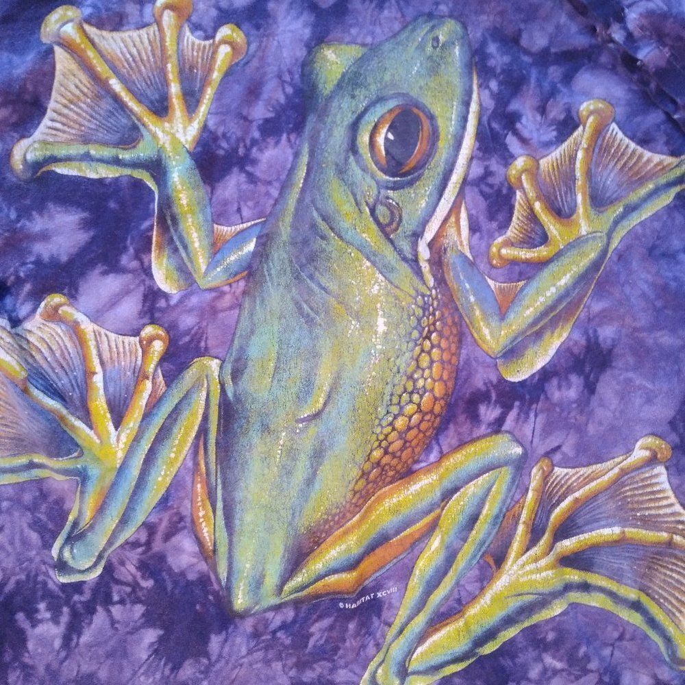 Vintage 90s Habitat Tree Frog Tie Dye T-Shirt